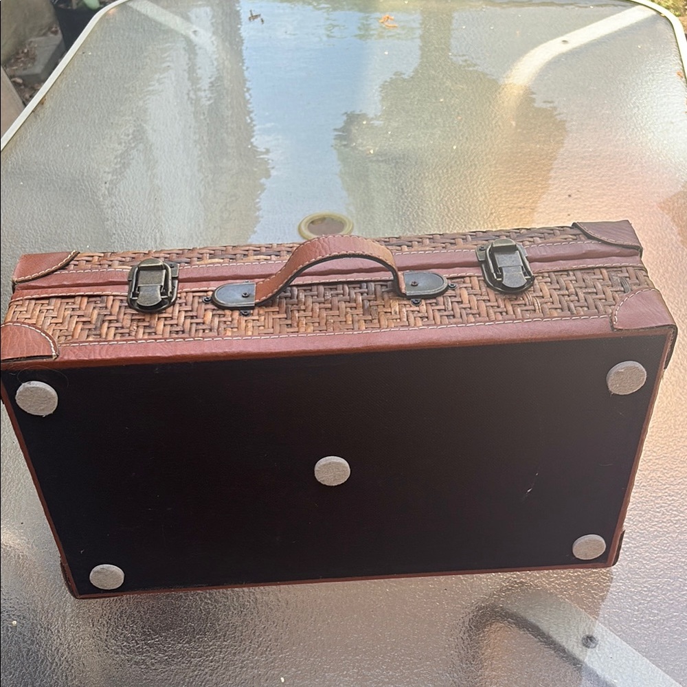 Woven Brown Decorative Suitcase - Picture 3 of 6